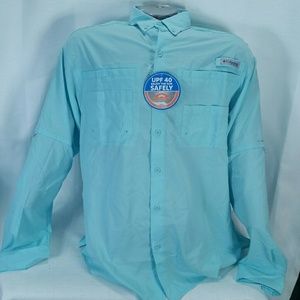 Columbia PFG Omni-Shade Shirt Blue Med NEW!